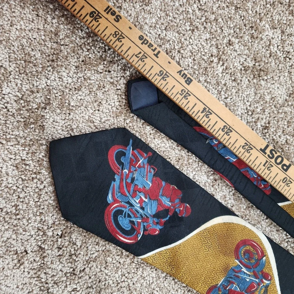 Y2K Bugle Boy Necktie‎ Tie Motorcycle Motorcyclist